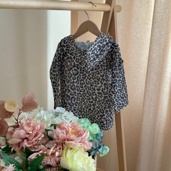 Bluza din muselină cu glugă pentru copii, model Leopard – 100% bumbac